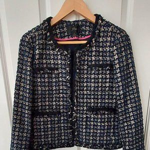 J. Crew open front cropped jacket in contrast tweed: Size 4